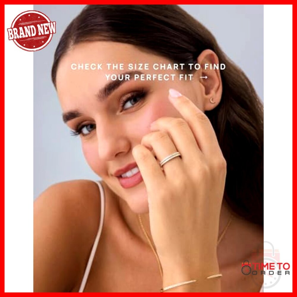 Sterling Silver Cz Diamond Stackable Ring Set Siz… - image 2